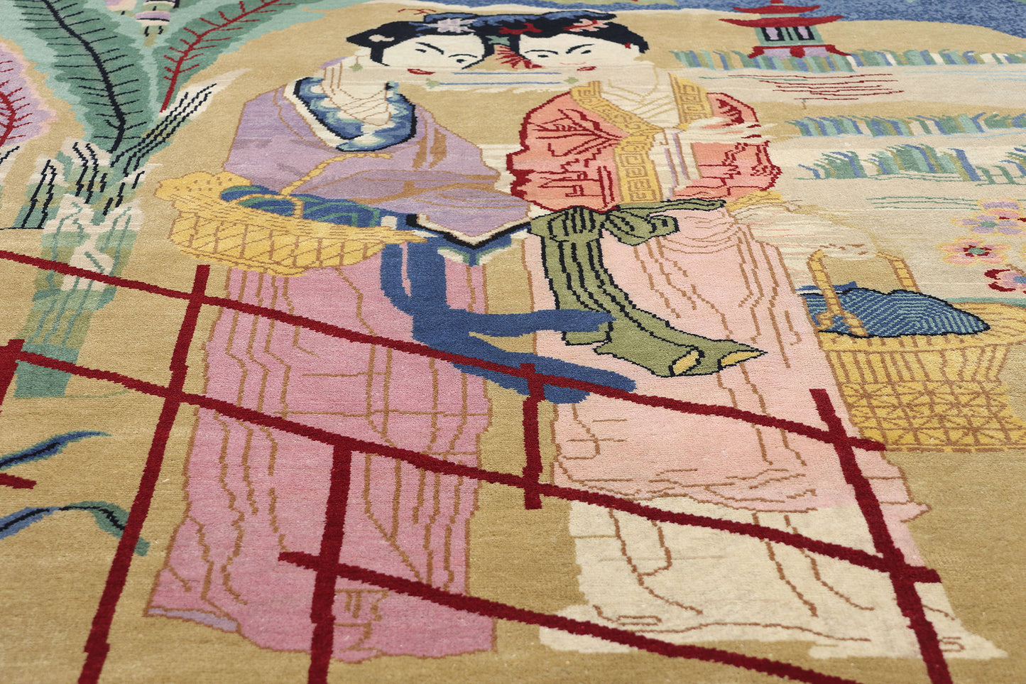 9 x 12 Modern Chinese Art Deco Pictorial Rug 31321