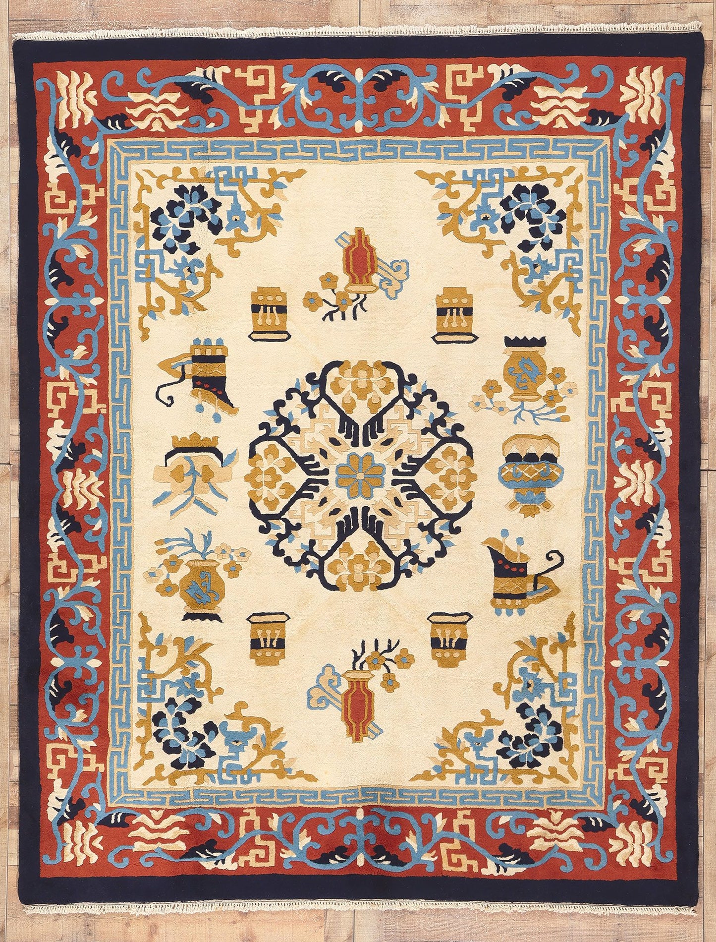 8 x 10 Vintage Chinese Art Deco Style Rug 74745
