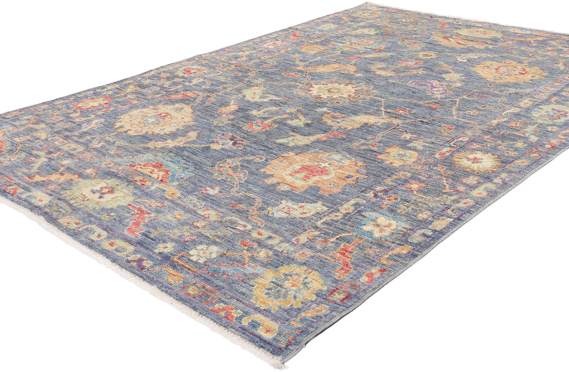 5 x 7 Modern Colorful Blue Oushak Rug 80972