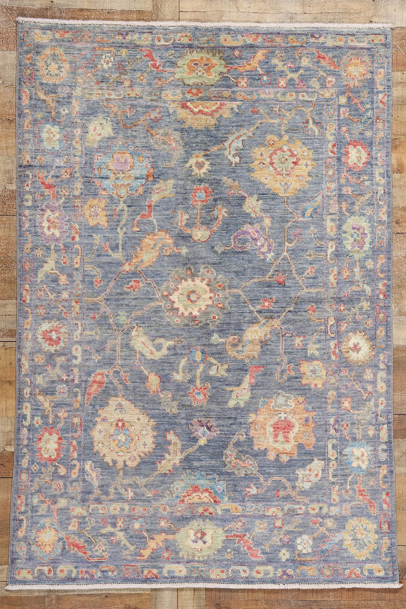 5 x 7 Modern Colorful Blue Oushak Rug 80972