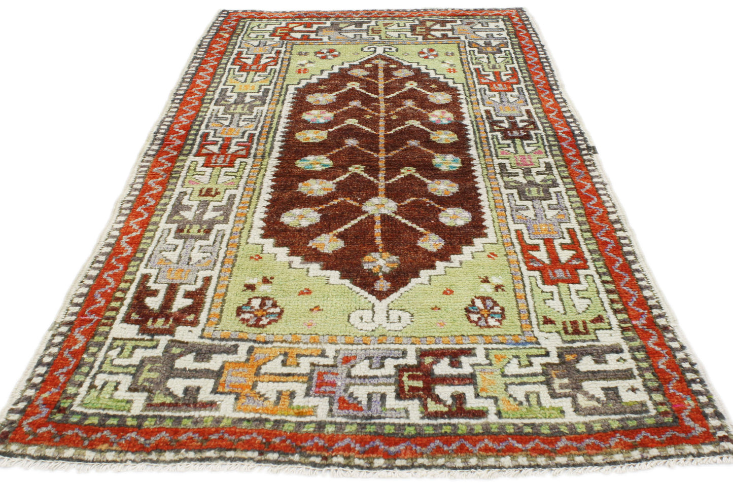 2 x 4 Colorful Vintage Turkish Oushak Rug 51761