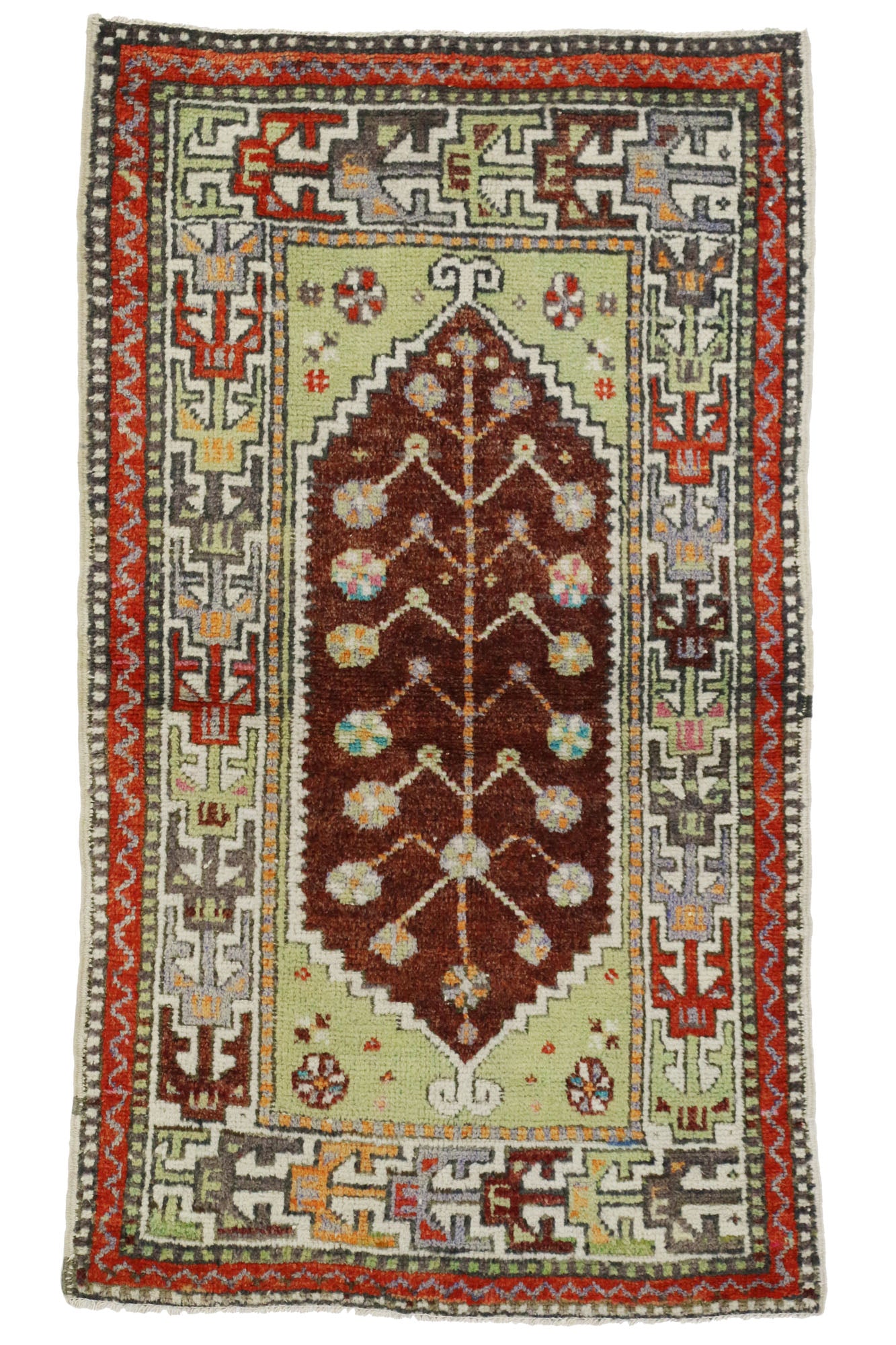2 x 4 Colorful Vintage Turkish Oushak Rug 51761