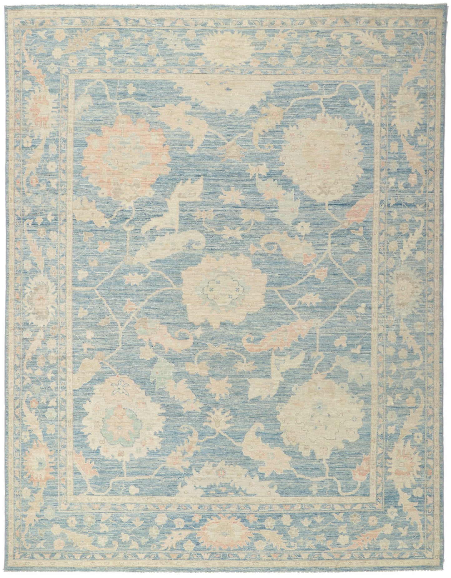 9 x 12 Colorful Blue Oushak Rug 80917