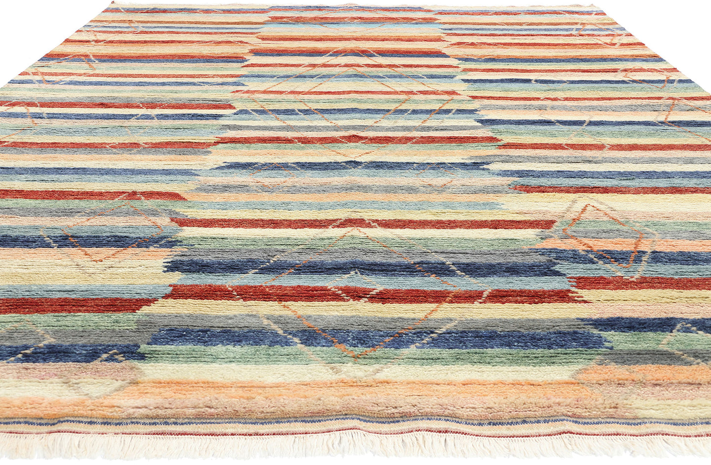 9 x 12 Modern Striped Tribal Moroccan Rug 31265