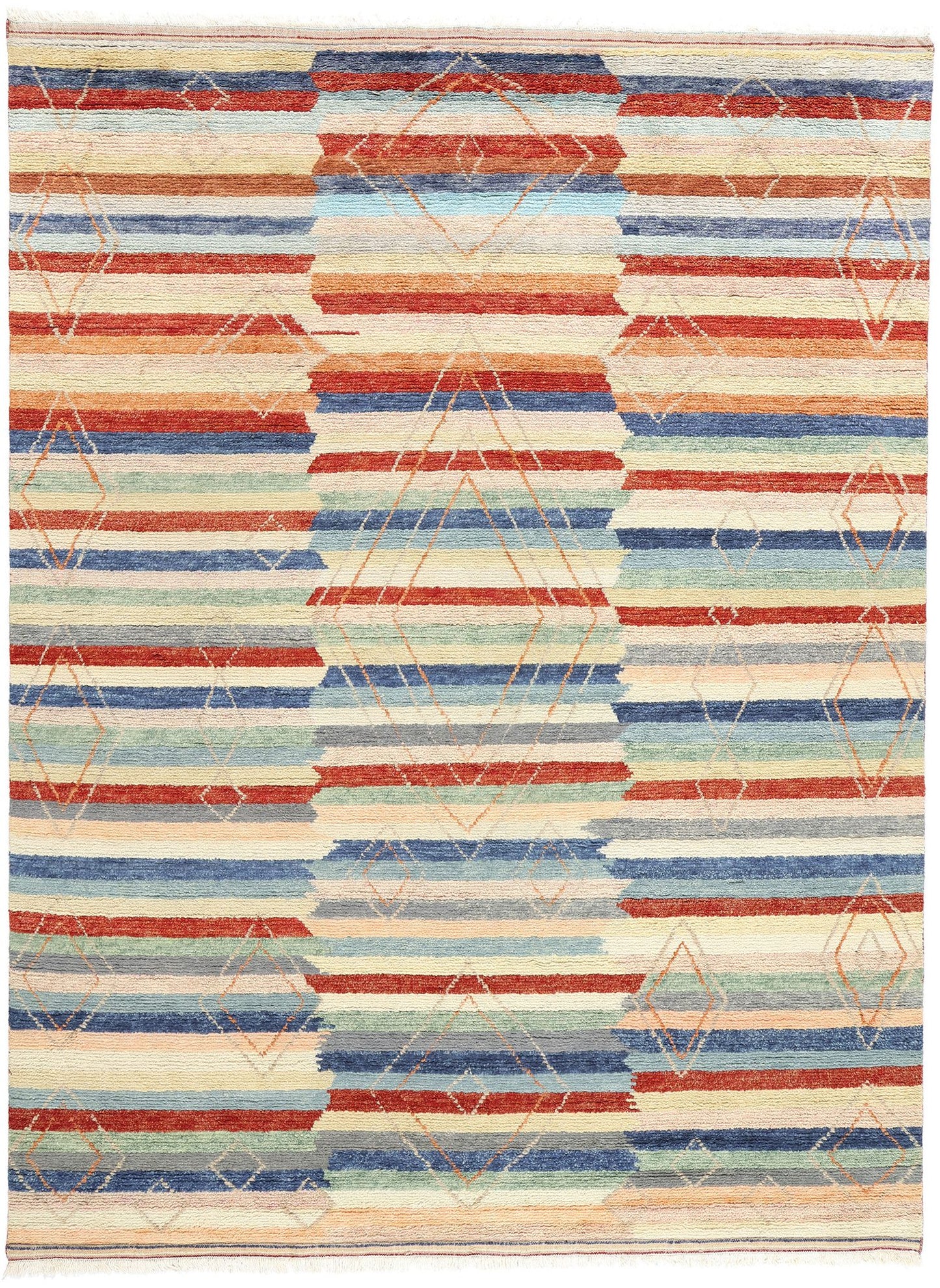 9 x 12 Modern Striped Tribal Moroccan Rug 31265