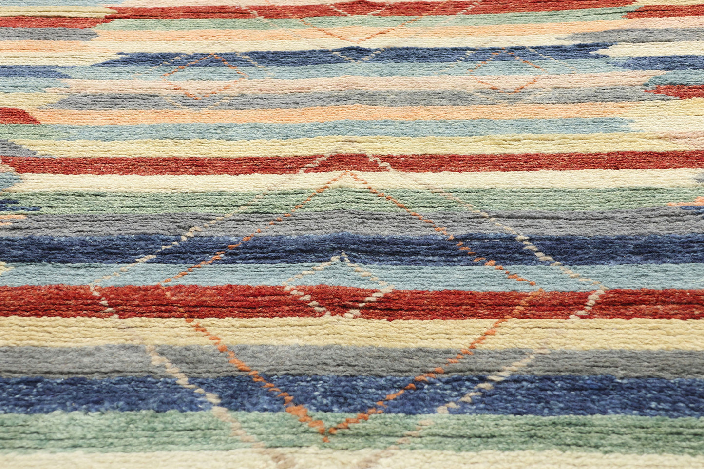 9 x 12 Modern Striped Tribal Moroccan Rug 31265
