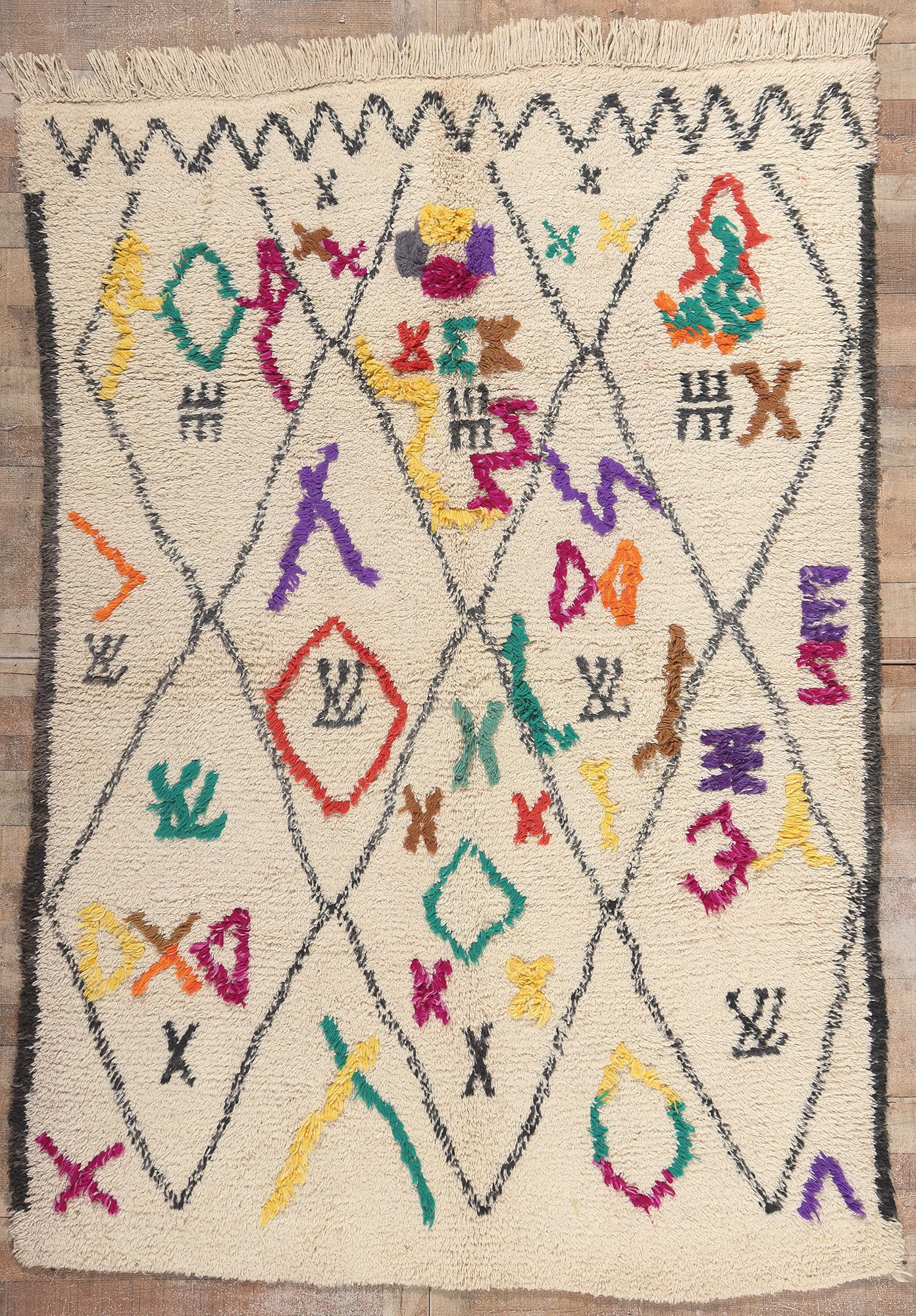 6 x 9 Colorful Vintage Moroccan Azilal Rug 21031