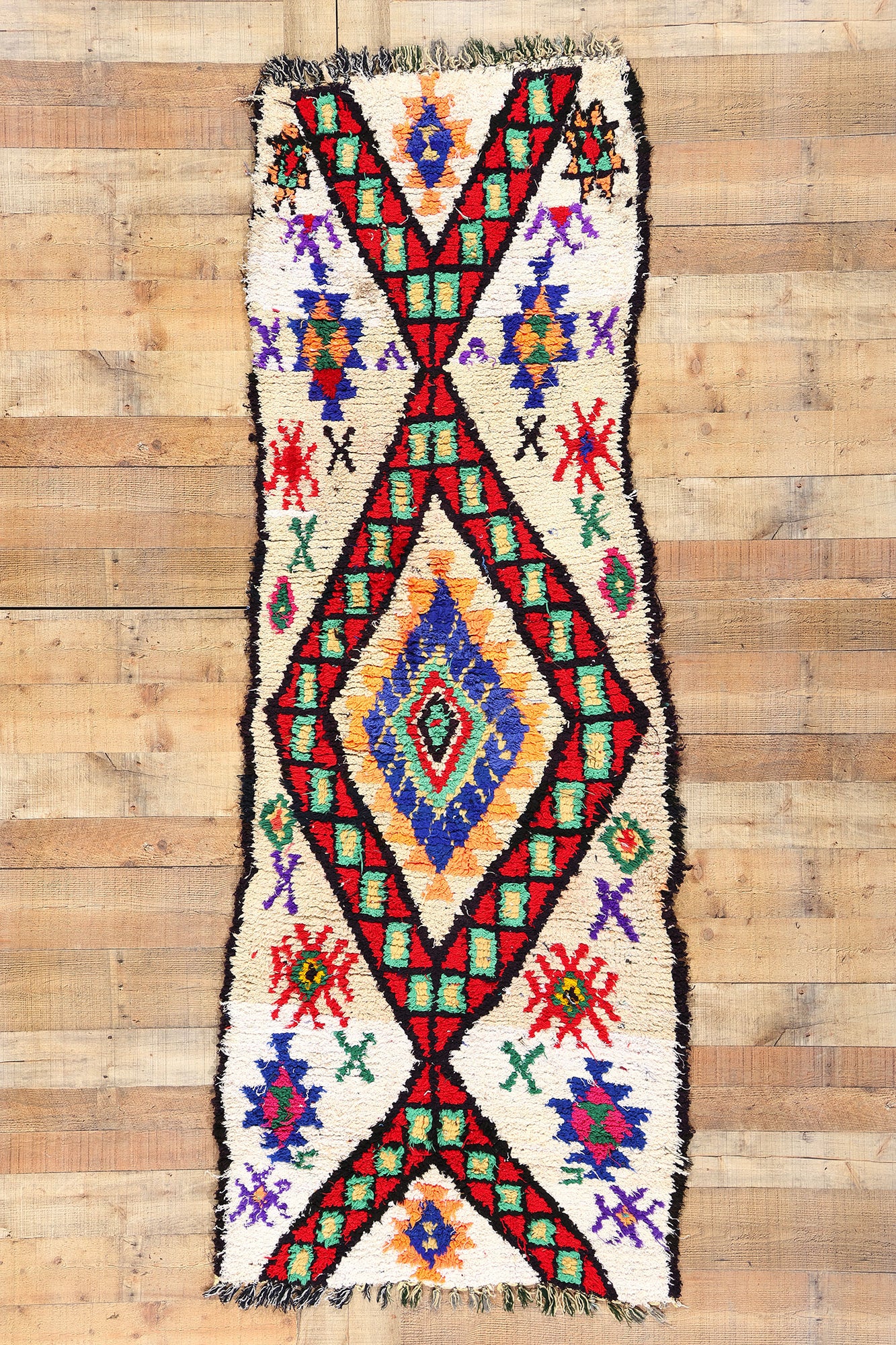 3 x 8 Colorful Vintage Moroccan Azilal Rug 21536