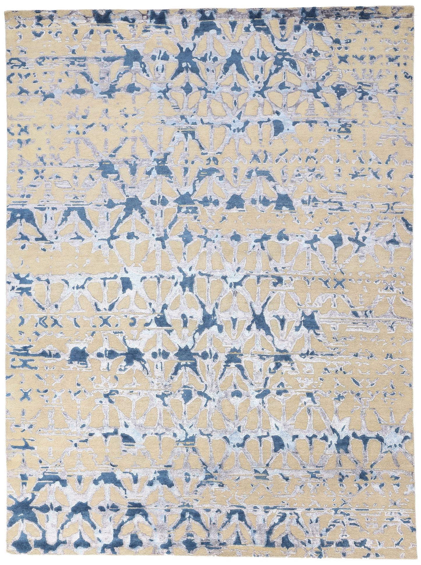 9 x 12 Contemporary Abstract High-Low Wool and Silk Rug 31046