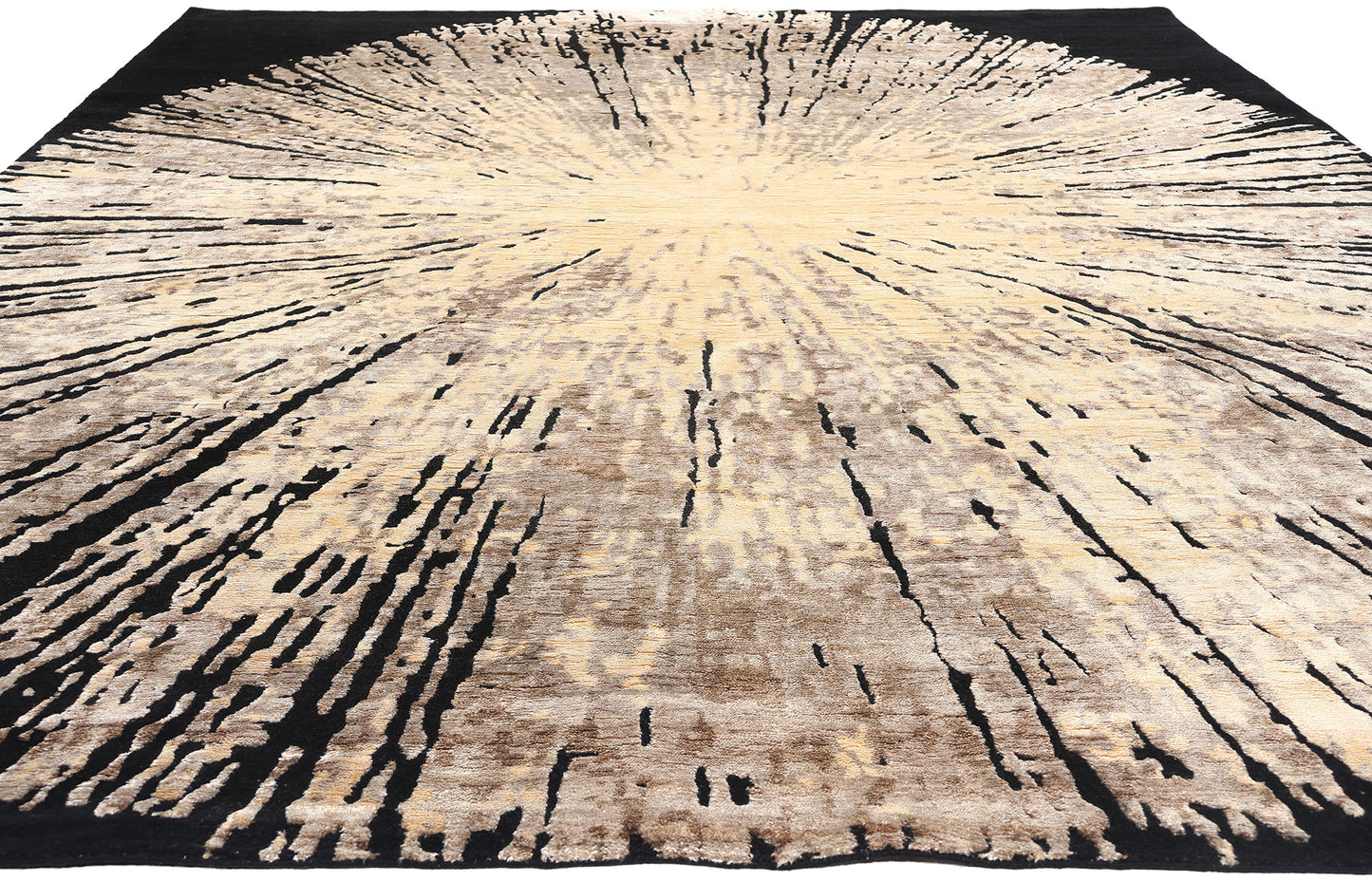 9 x 12 Contemporary Abstract Biophilic Wool and Silk Rug 31013