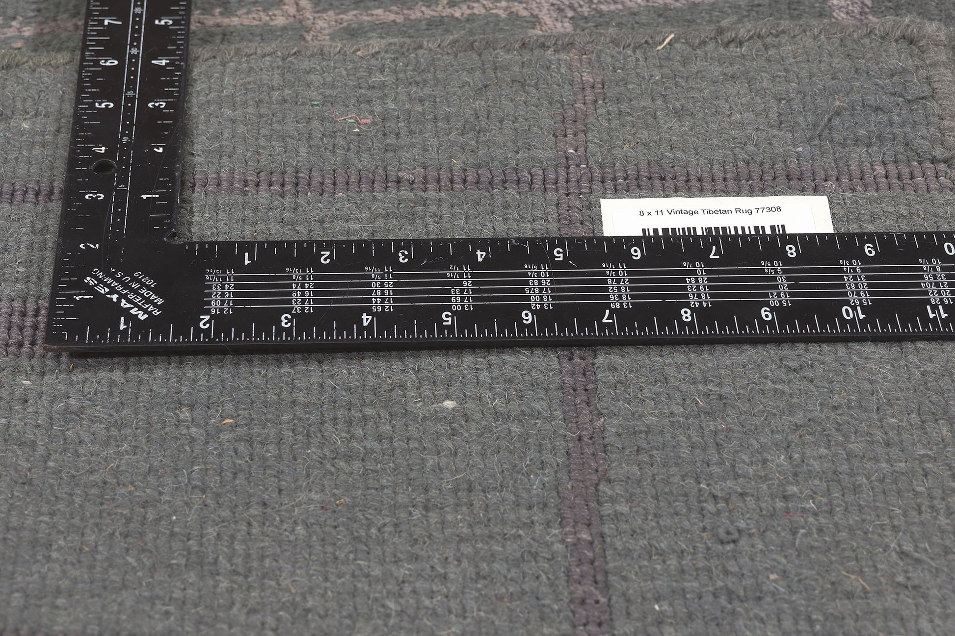 8 x 11 Vintage Gray Tibetan Wool and Silk Rug 77308