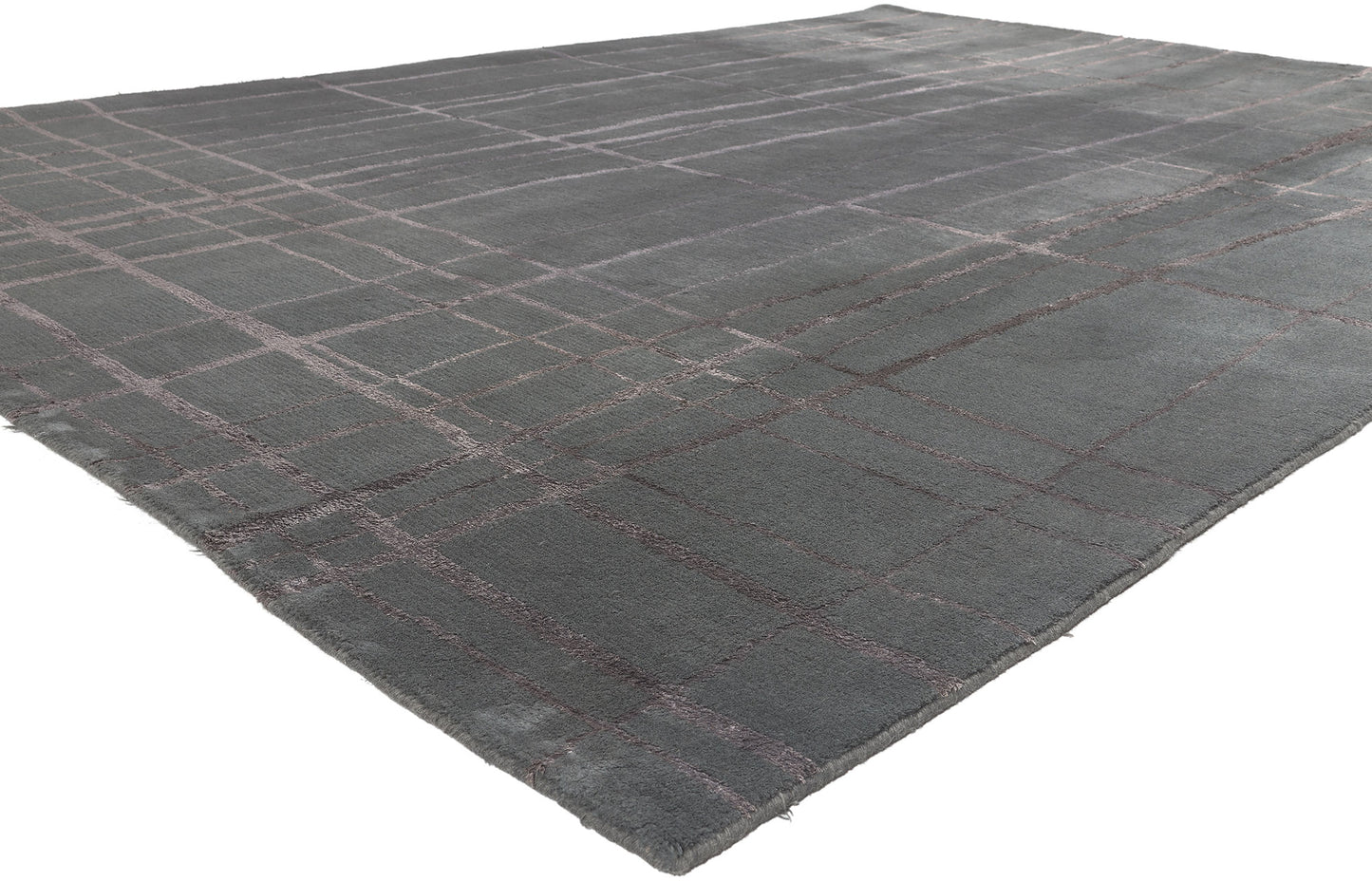 8 x 11 Vintage Gray Tibetan Wool and Silk Rug 77308