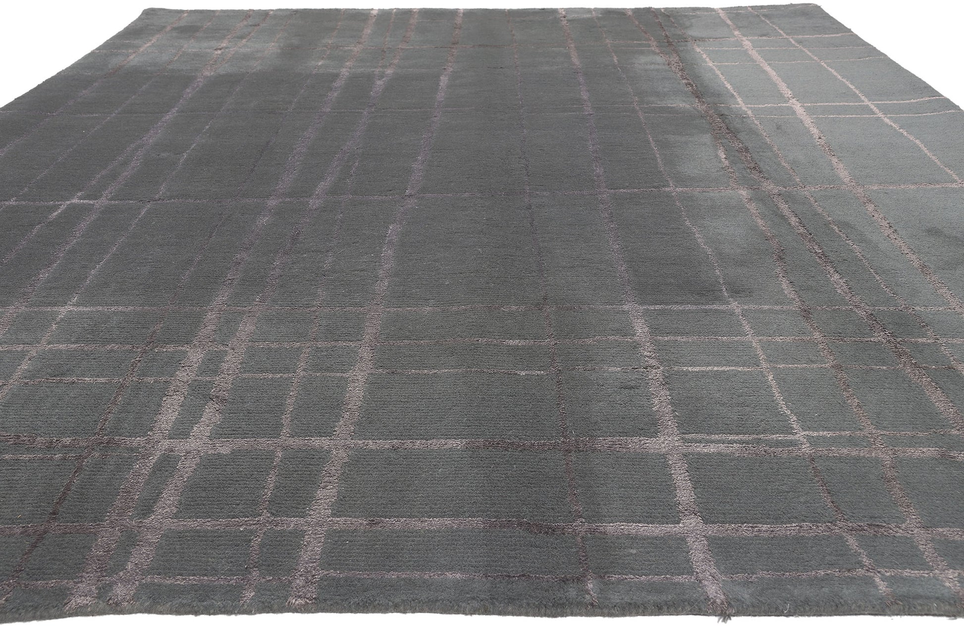 8 x 11 Vintage Gray Tibetan Wool and Silk Rug 77308