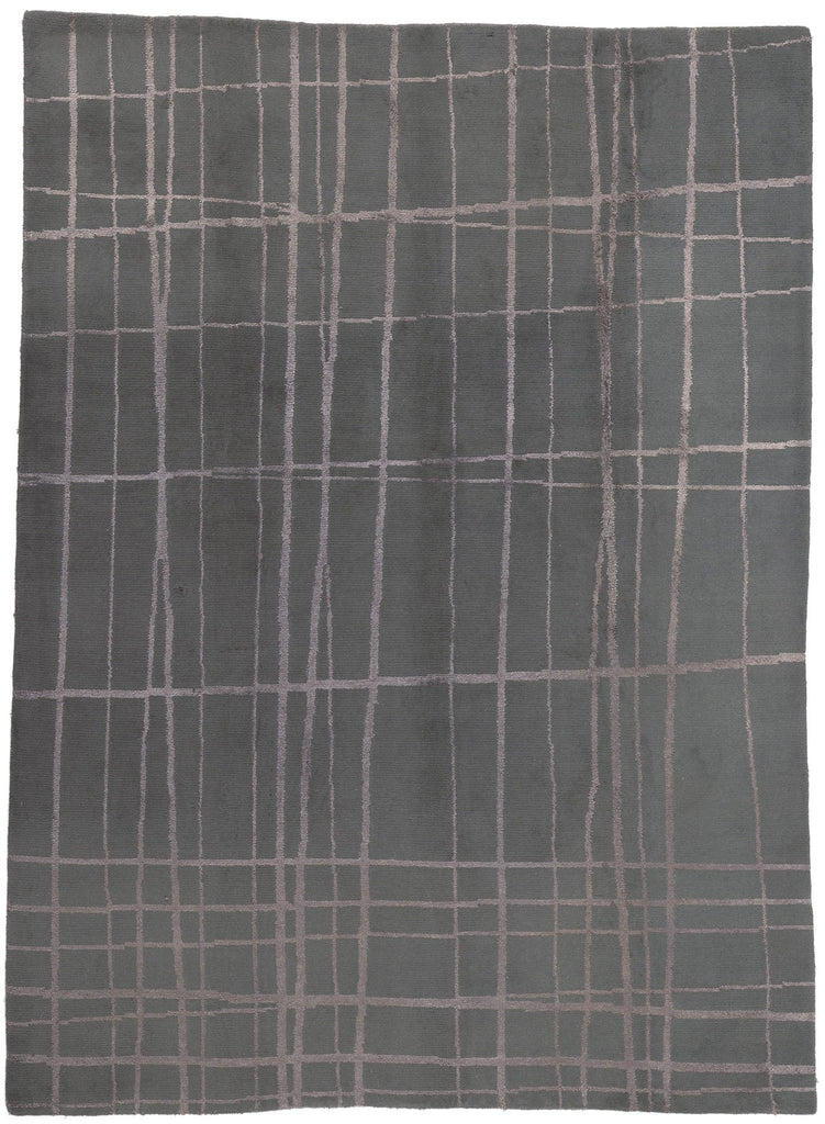 8 x 11 Vintage Gray Tibetan Wool and Silk Rug 77308