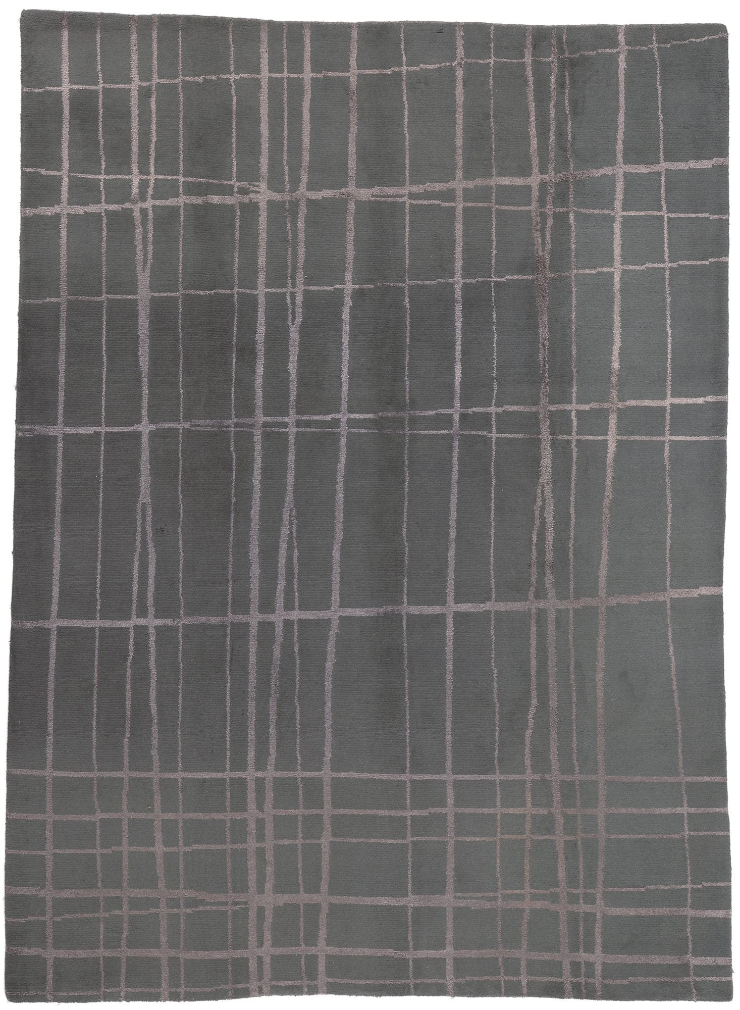 8 x 11 Vintage Gray Tibetan Wool and Silk Rug 77308