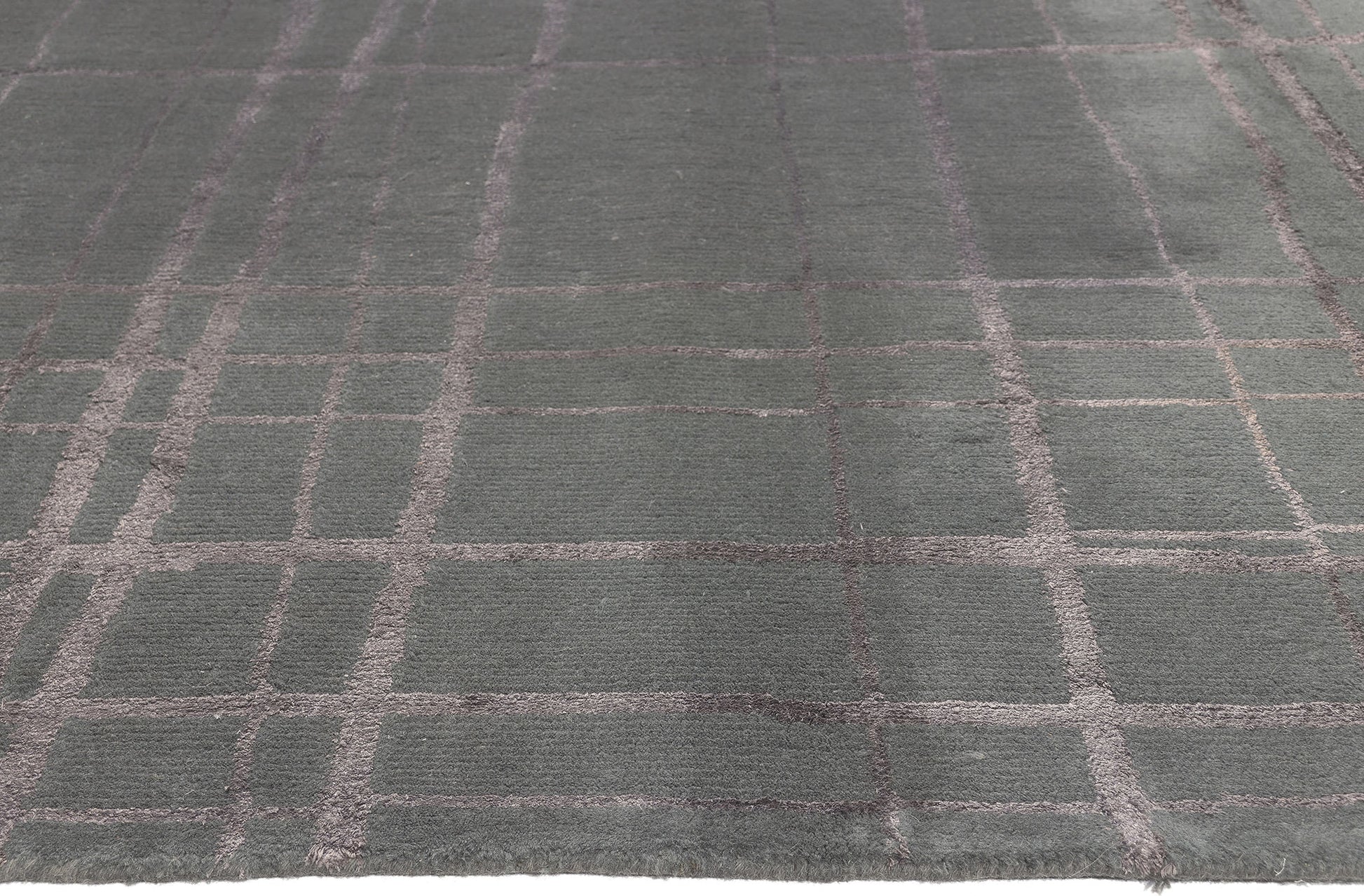 8 x 11 Vintage Gray Tibetan Wool and Silk Rug 77308