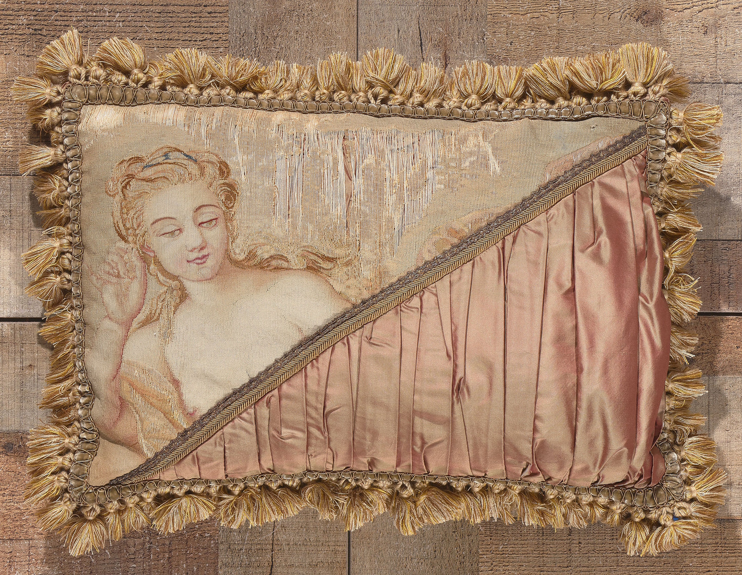 2 x 1 Antique French Aubusson Pillow 78616