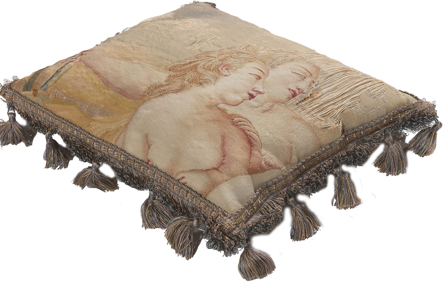 1 x 1 Antique French Aubusson Pillow 78619