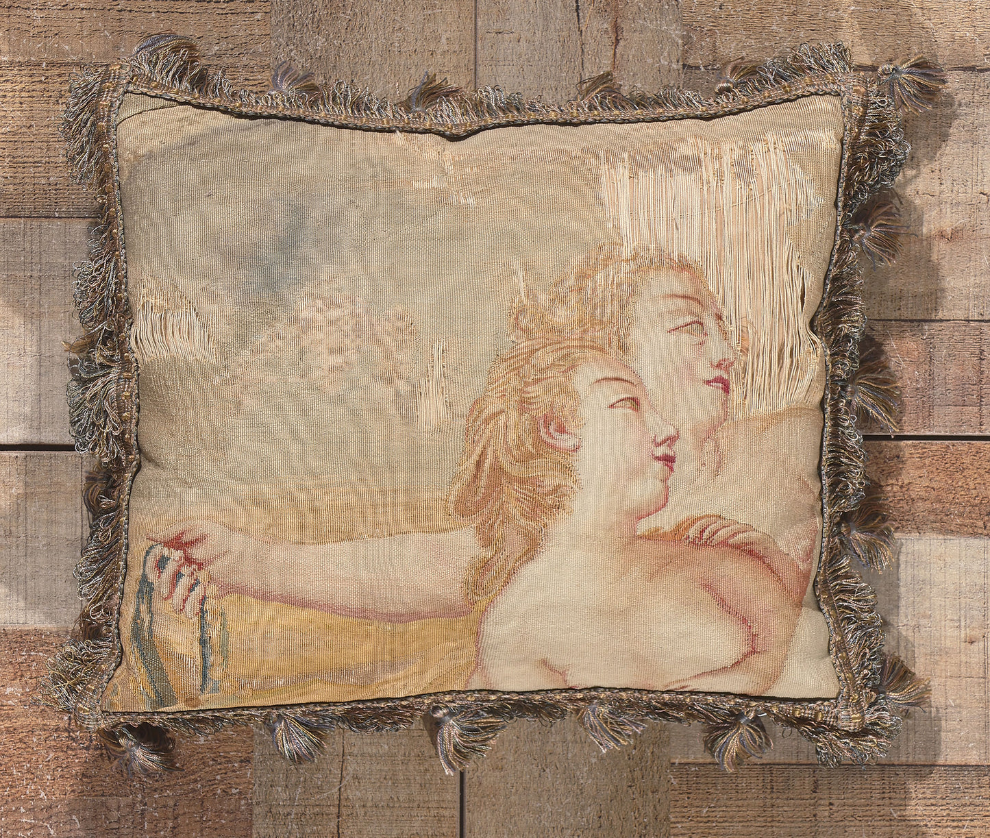 1 x 1 Antique French Aubusson Pillow 78619