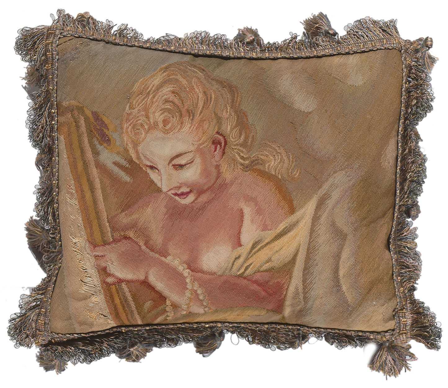 1 x 1 Antique French Aubusson Pillow 78617