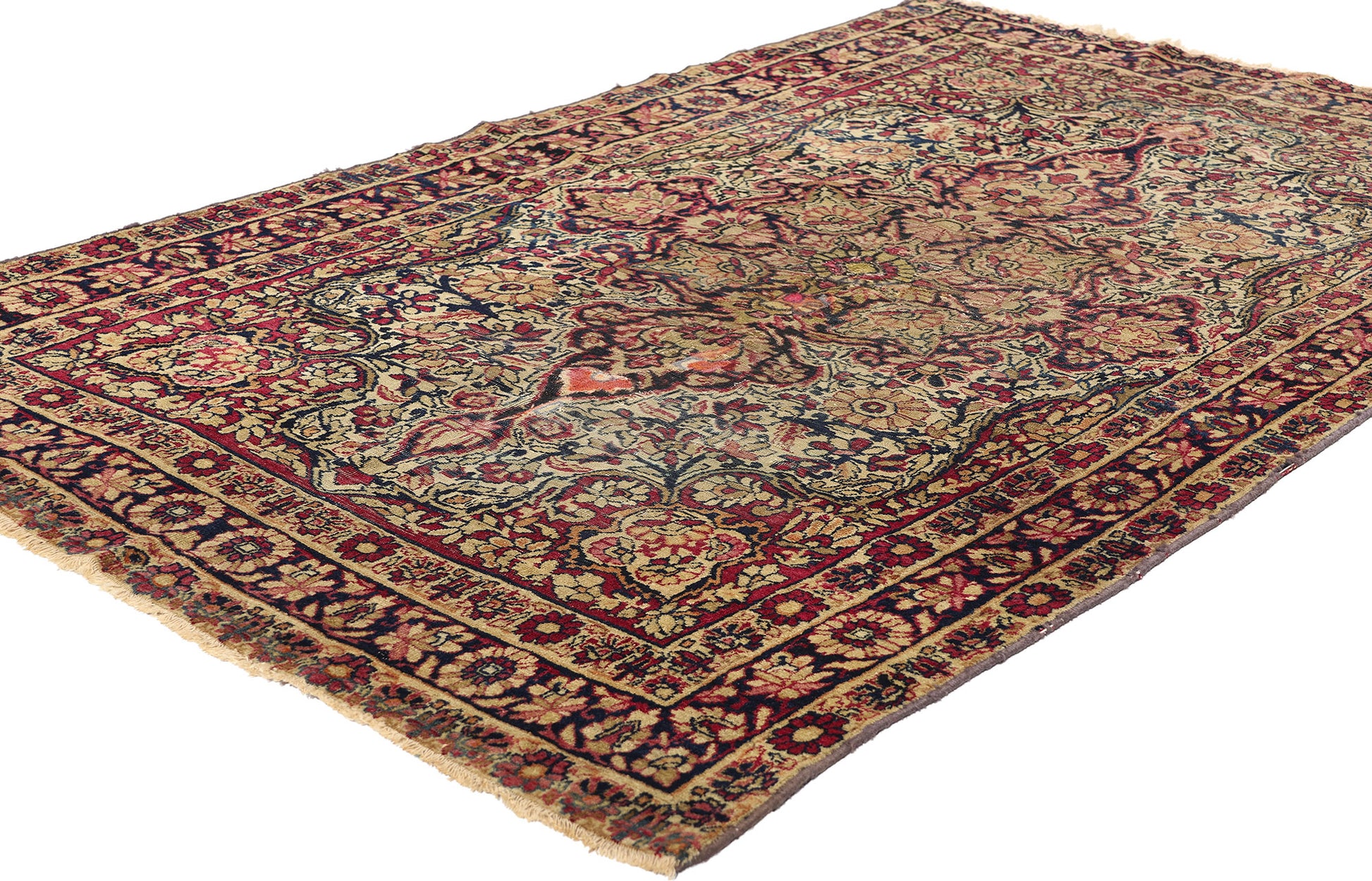 4 x 6 Antique Persian Kerman Rug 78761