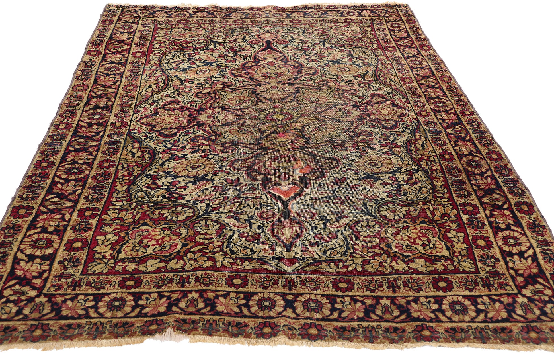 4 x 6 Antique Persian Kerman Rug 78761