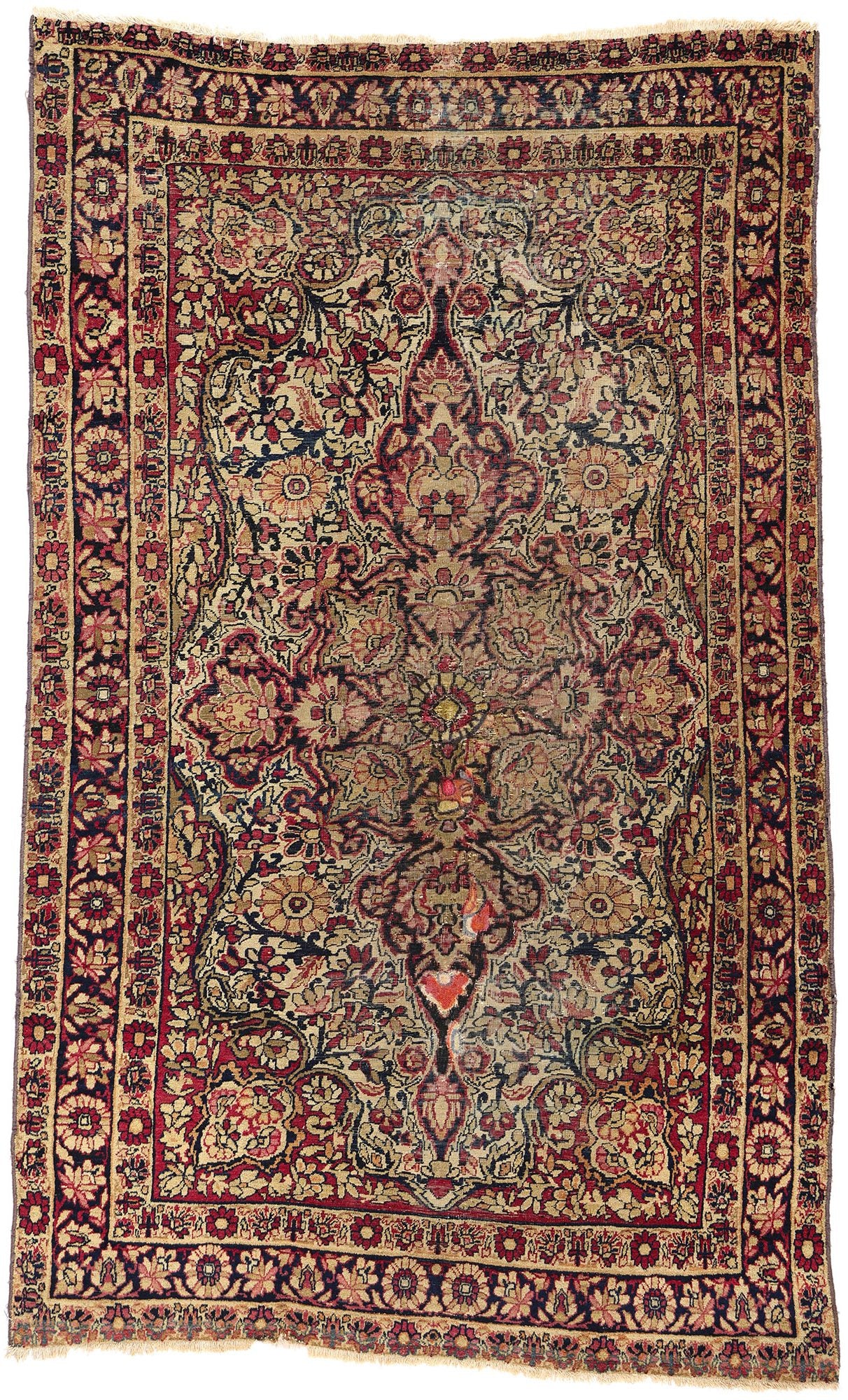 4 x 6 Antique Persian Kerman Rug 78761