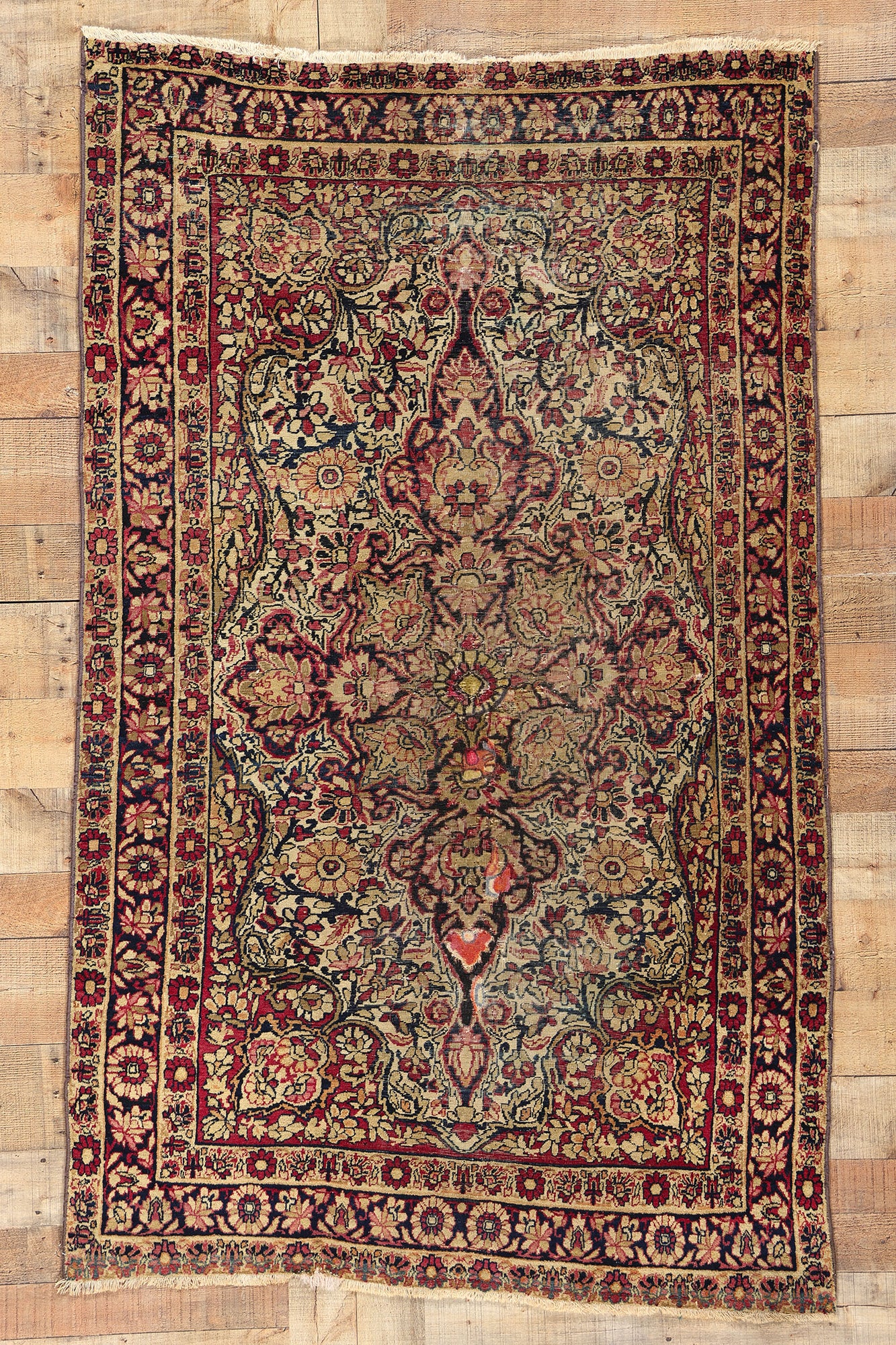 4 x 6 Antique Persian Kerman Rug 78761