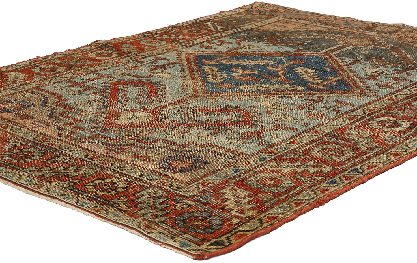 4 x 5 Antique-Worn Persian Bakshaish Rug 78672