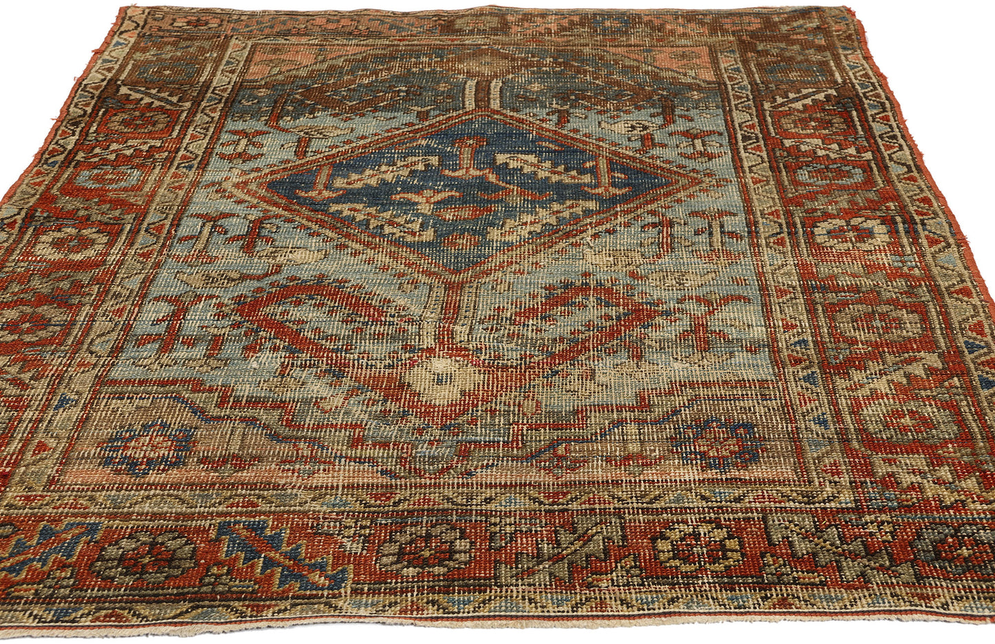4 x 5 Antique-Worn Persian Bakshaish Rug 78672