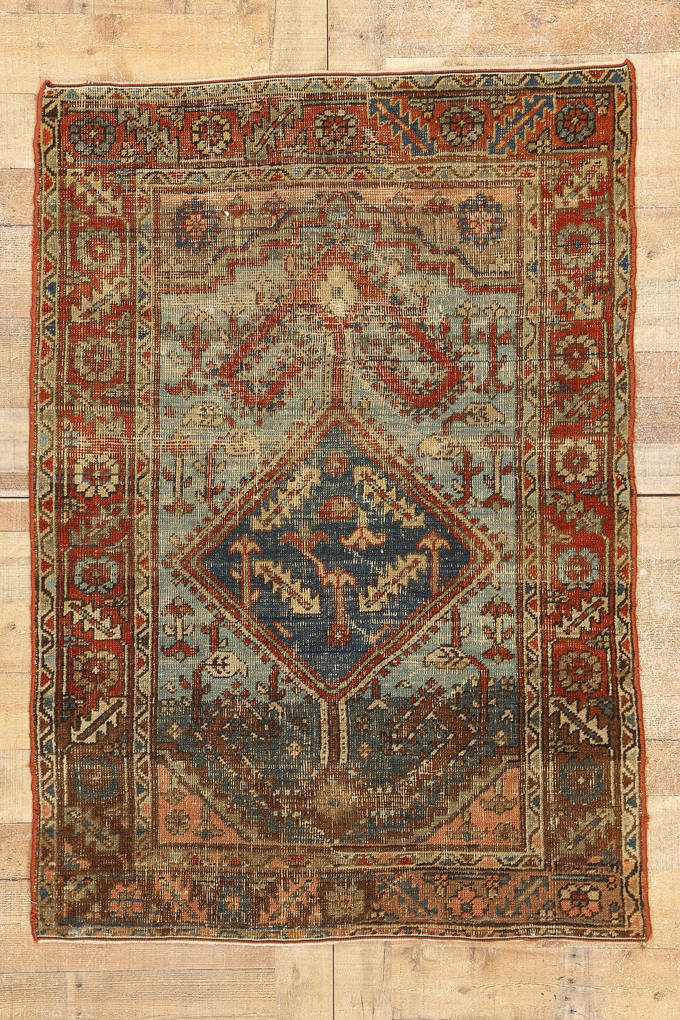 4 x 5 Antique-Worn Persian Bakshaish Rug 78672