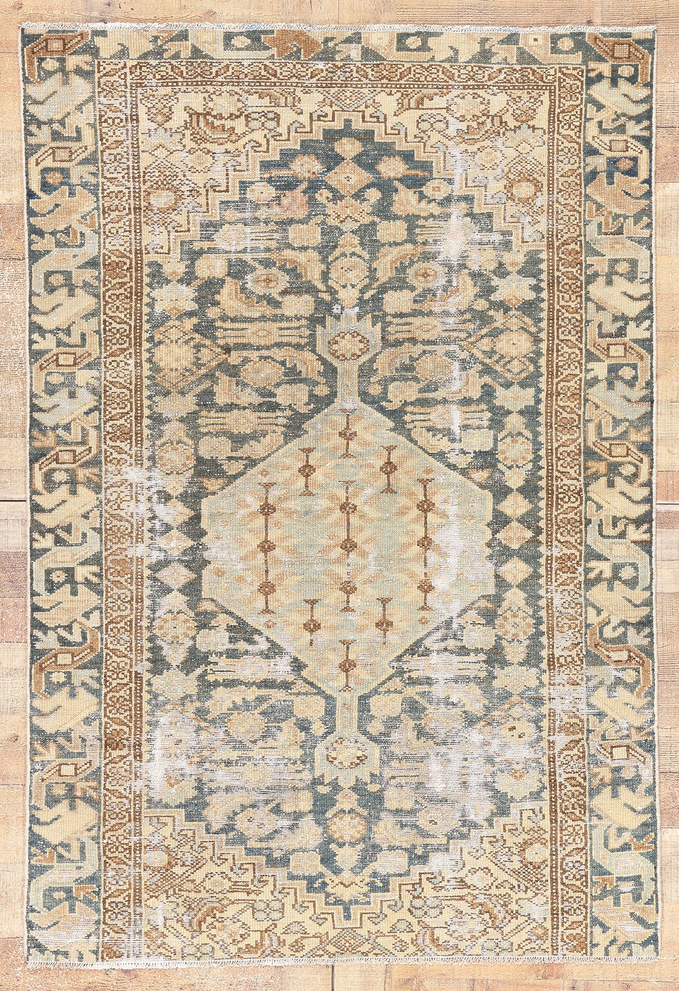 4 x 6 Antique-Worn Persian Malayer Rug 61264