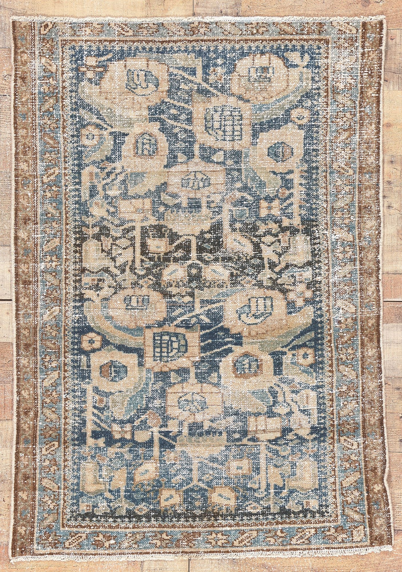 3 x 5 Antique-Worn Persian Hamadan Rug 61276