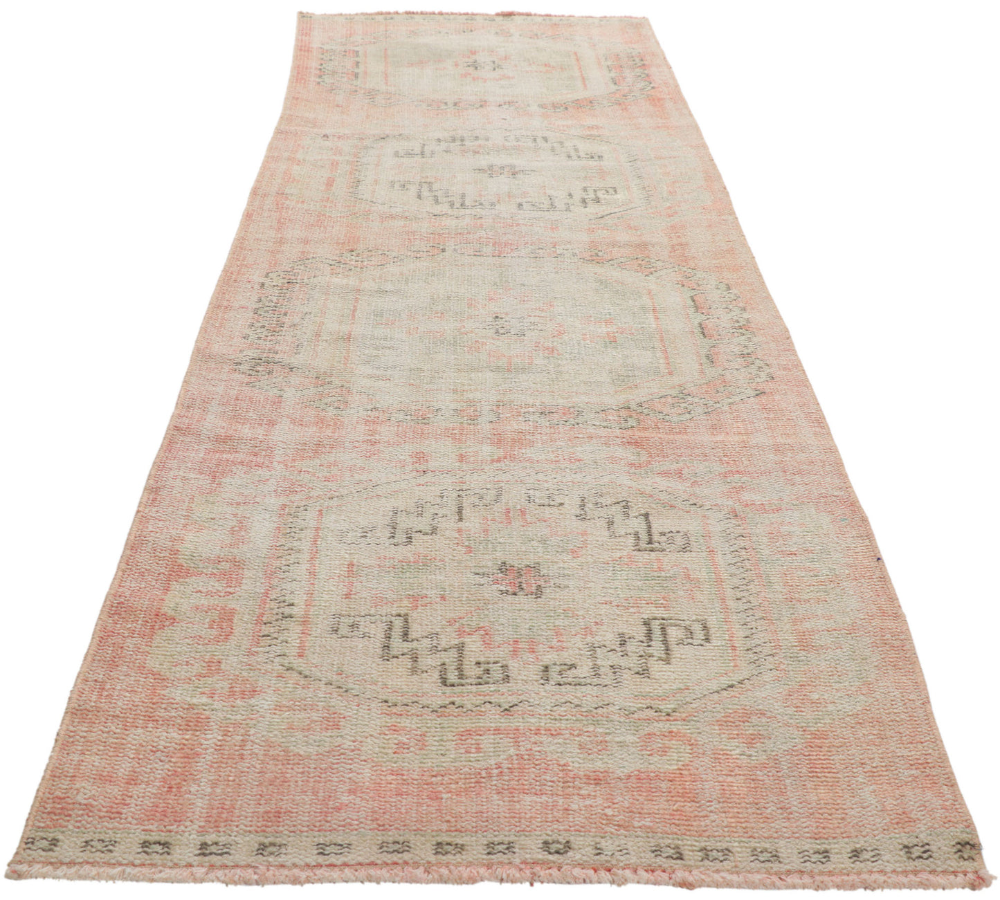3 x 9 Antique-Worn Turkish Oushak Runner 53786