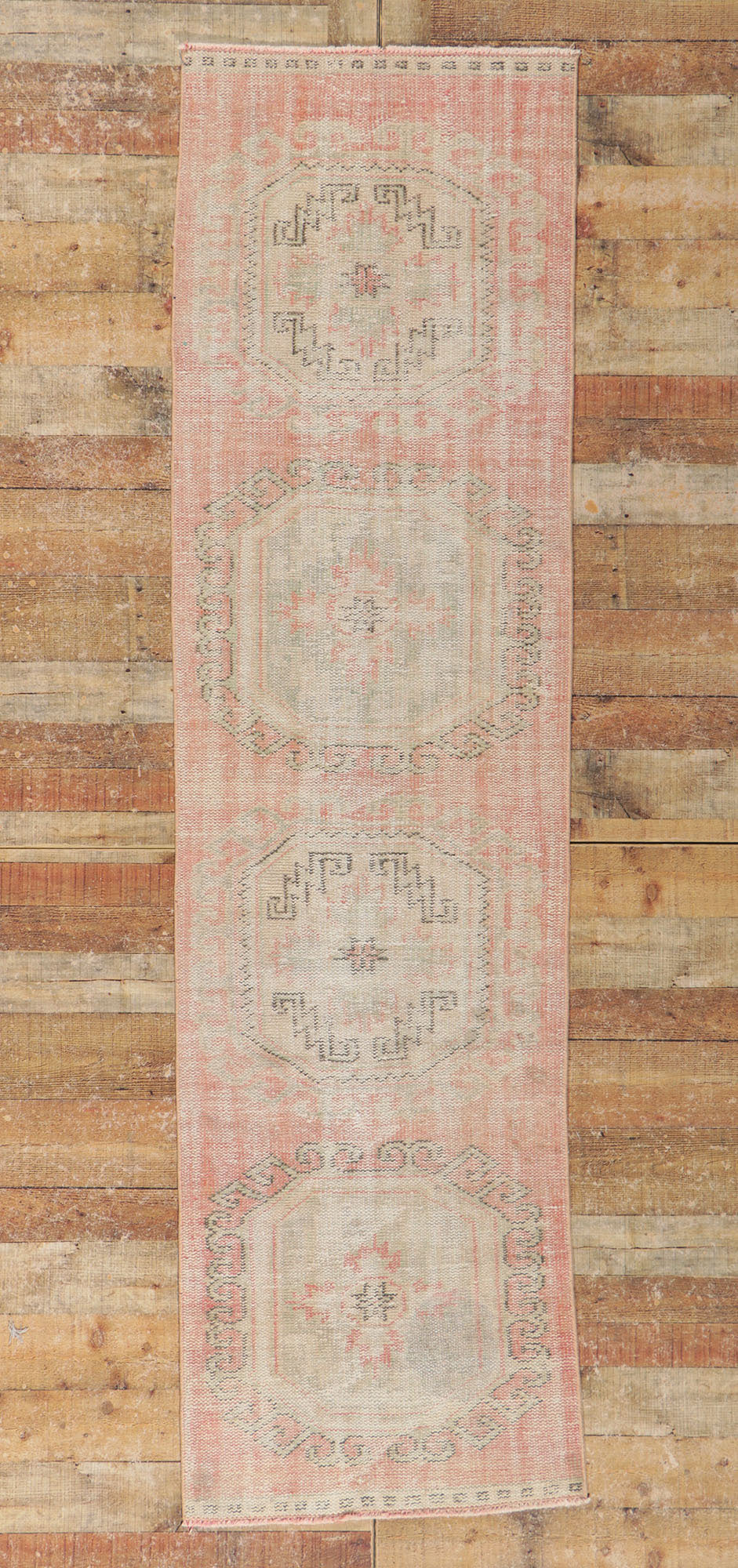 3 x 9 Antique-Worn Turkish Oushak Runner 53786