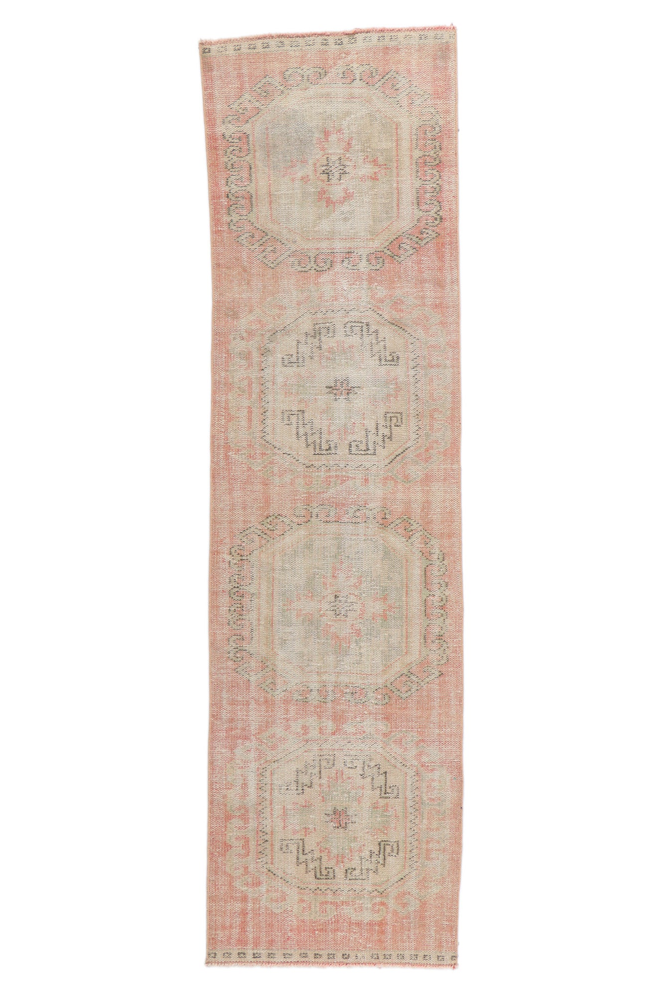 3 x 9 Antique-Worn Turkish Oushak Runner 53786