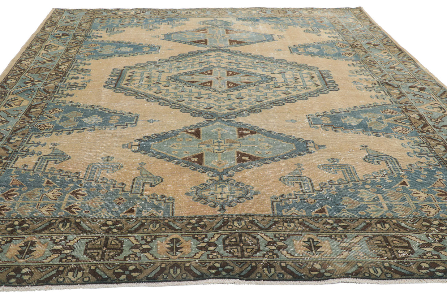 7 x 11 Vintage-Worn Persian Viss Rug 61019