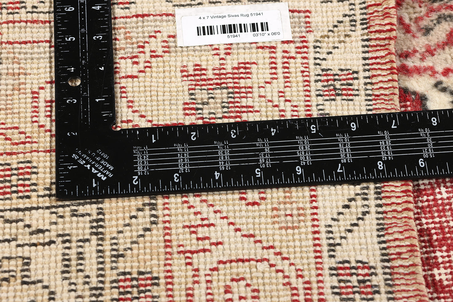 4 x 7 Vintage Red Turkish Sivas Rug 51941