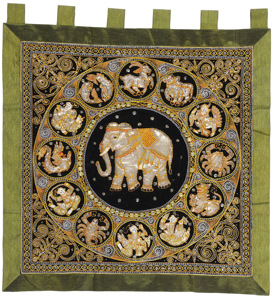 4 x 4 Vintage Embroidered Burmese Kalaga Tapestry 78841