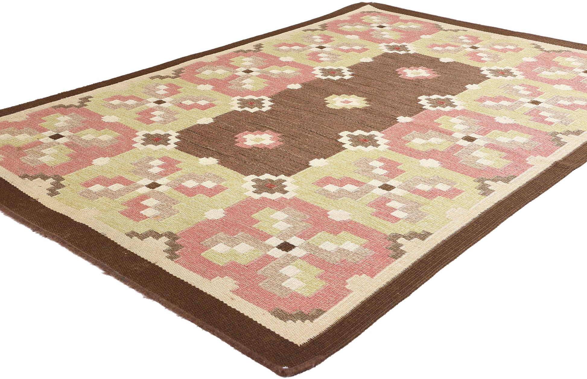 5 x 7 Erik Lundberg Vintage Swedish Rollakan Rug 78248