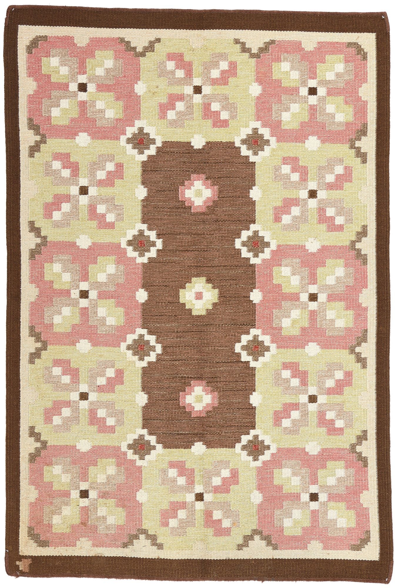 5 x 7 Erik Lundberg Vintage Swedish Rollakan Rug 78248