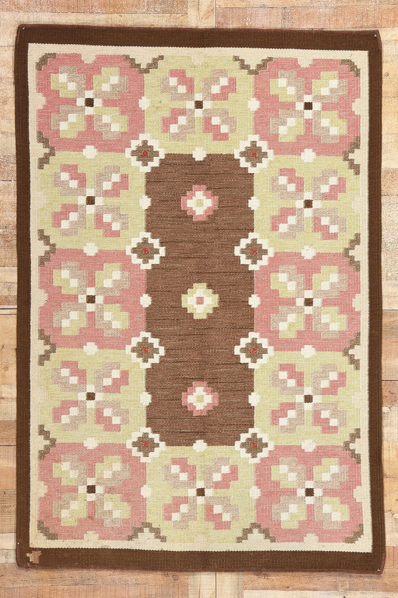 5 x 7 Erik Lundberg Vintage Swedish Rollakan Rug 78248