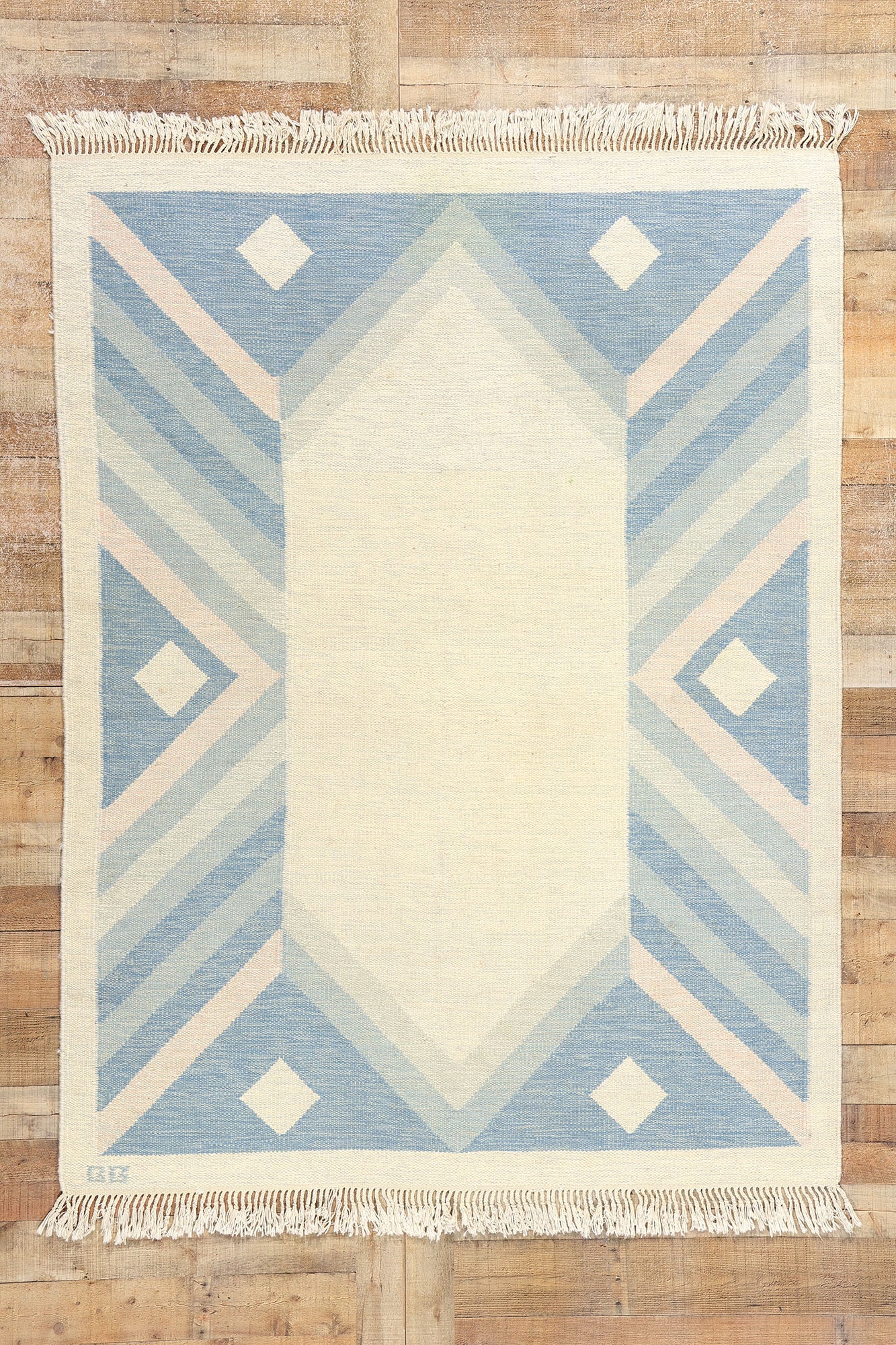 5 x 7 Gitt Grannsjo-Carlsson Vintage Swedish Rollakan Rug 78817