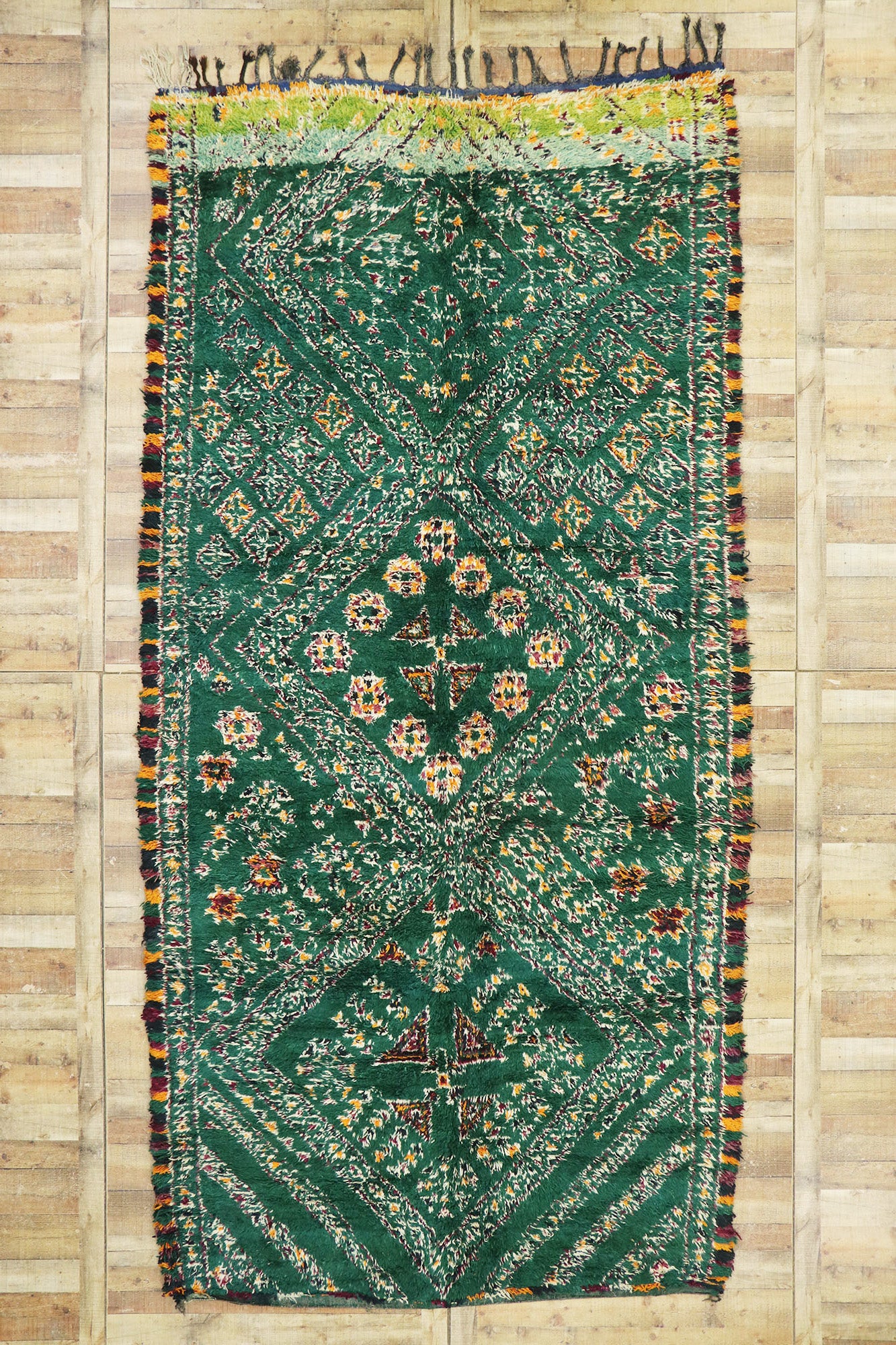 7 x 14 Vintage Green Beni MGuild Moroccan Rug 21322
