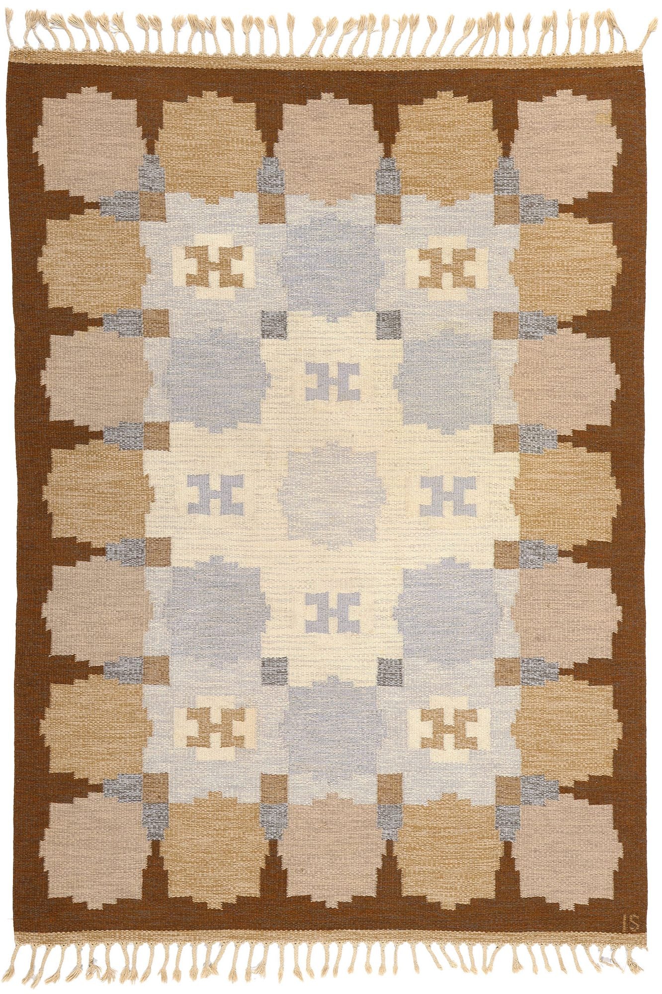 5 x 8 Ingegerd Silow Vintage Swedish Rollakan Rug 78815