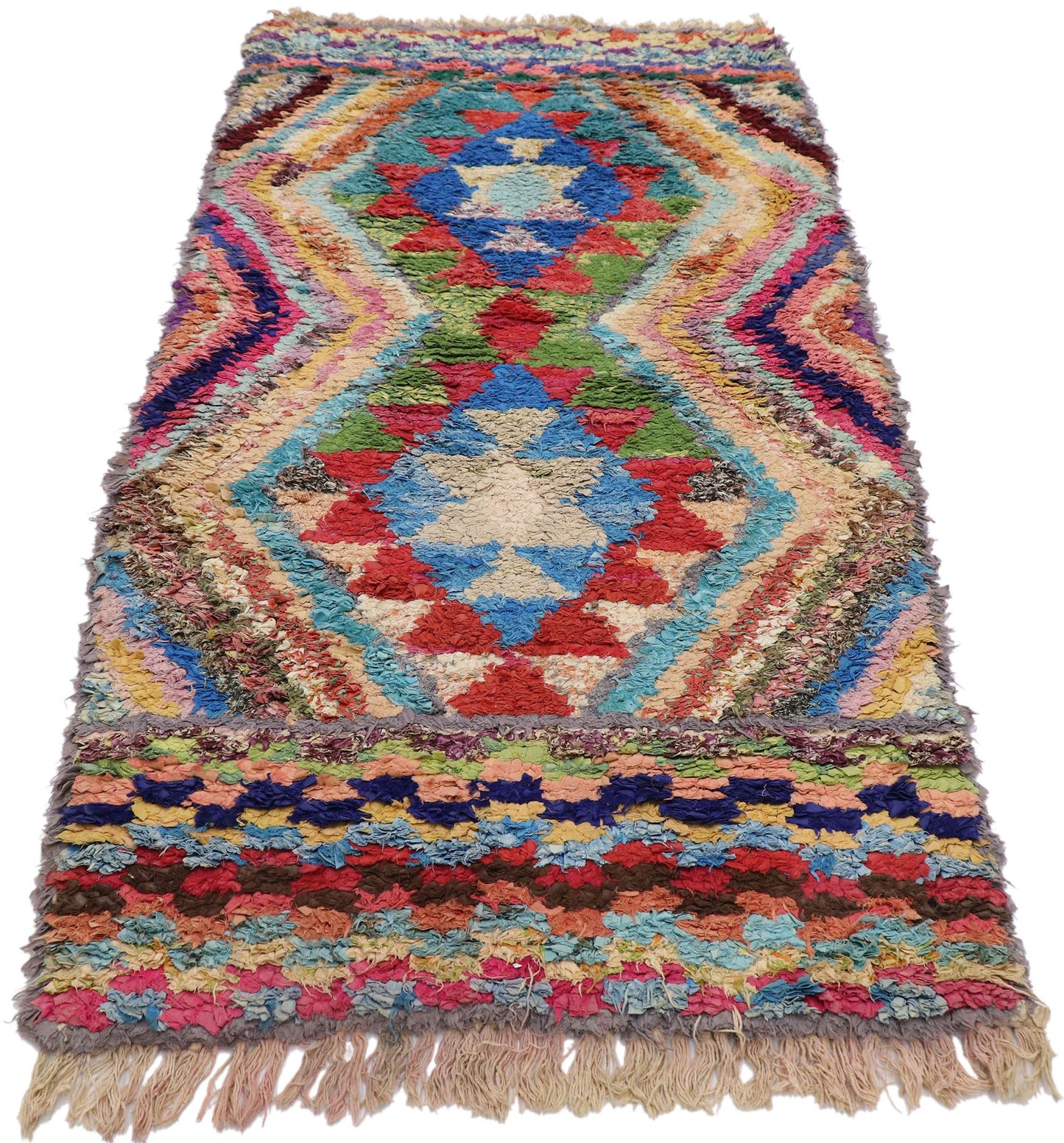 3 x 6 Vintage Boucherouite Moroccan Rug 21583