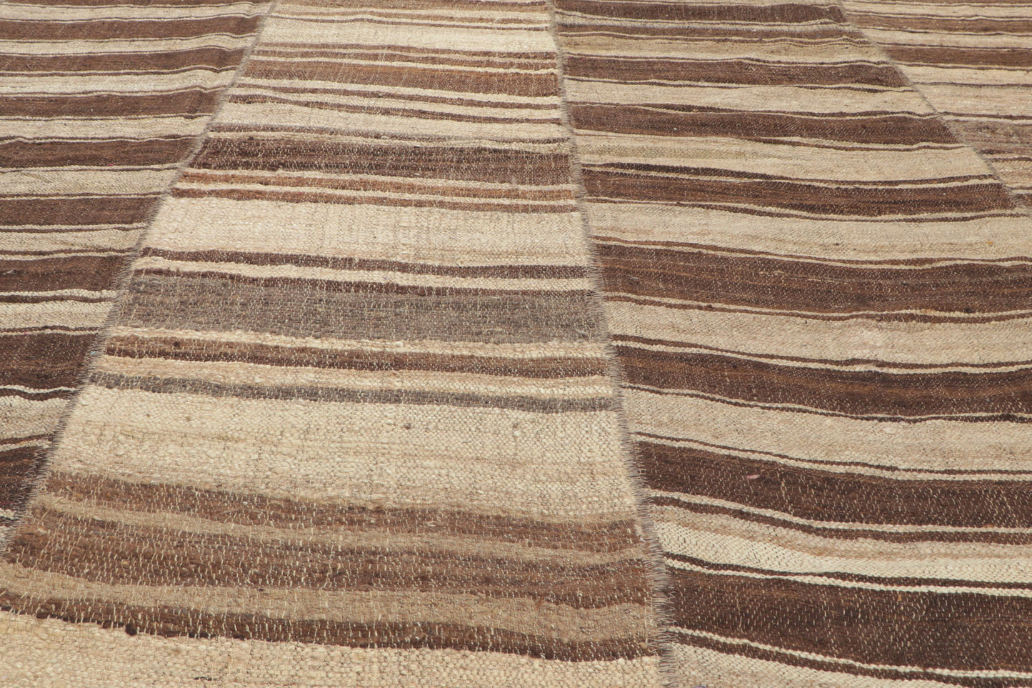 12 x 15 Brown Vintage Striped Turkish Kilim Rug 60636