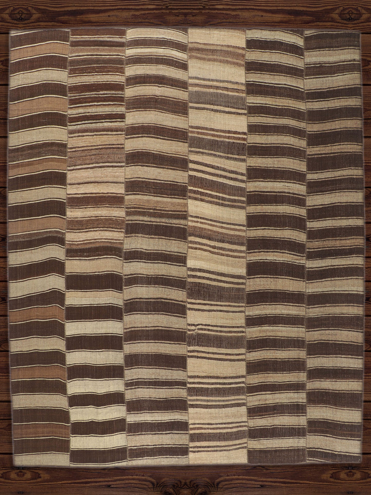 12 x 15 Brown Vintage Striped Turkish Kilim Rug 60636