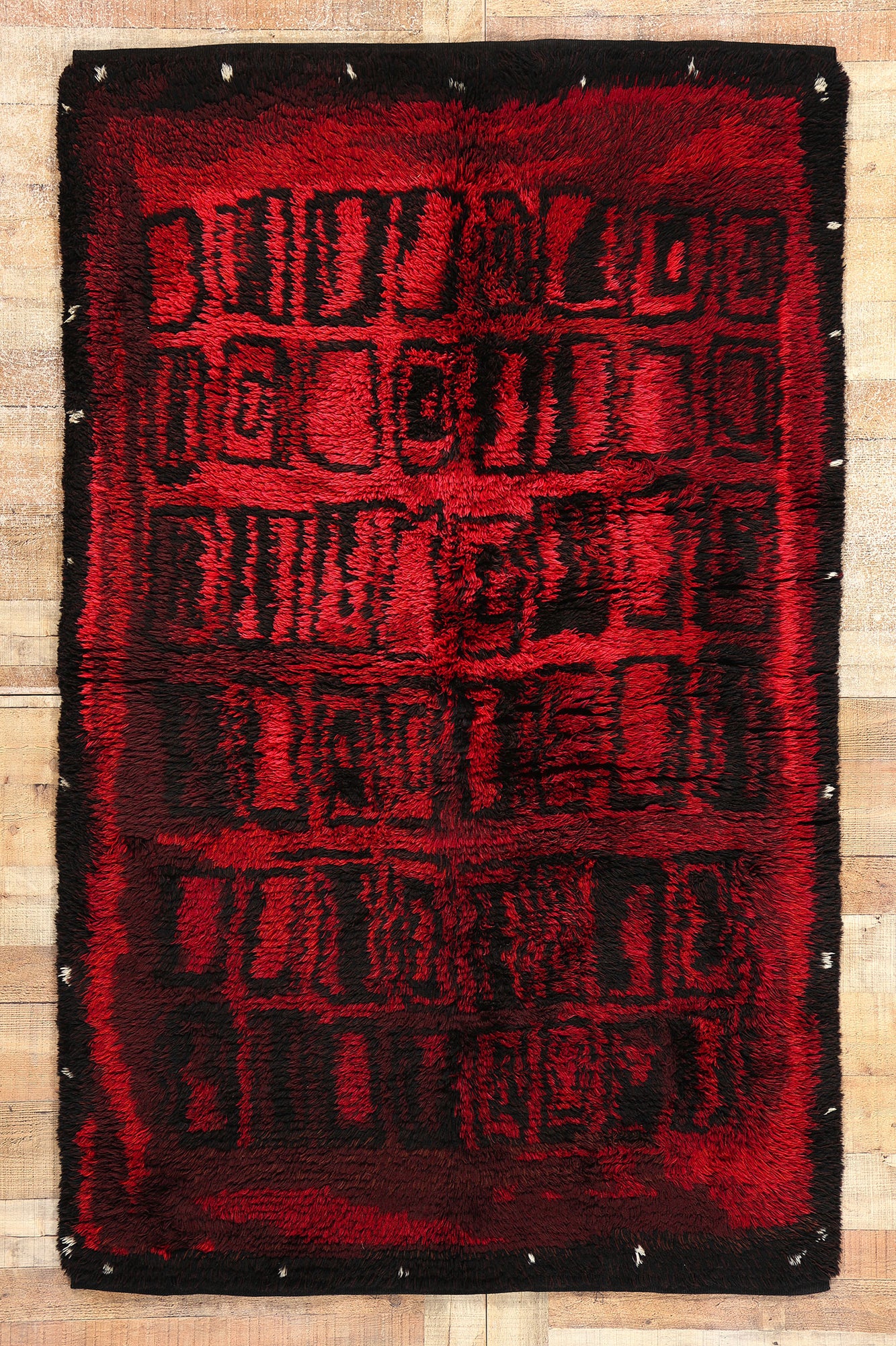 4 x 7 Vintage Finnish Rya Ryijy Rug 78469