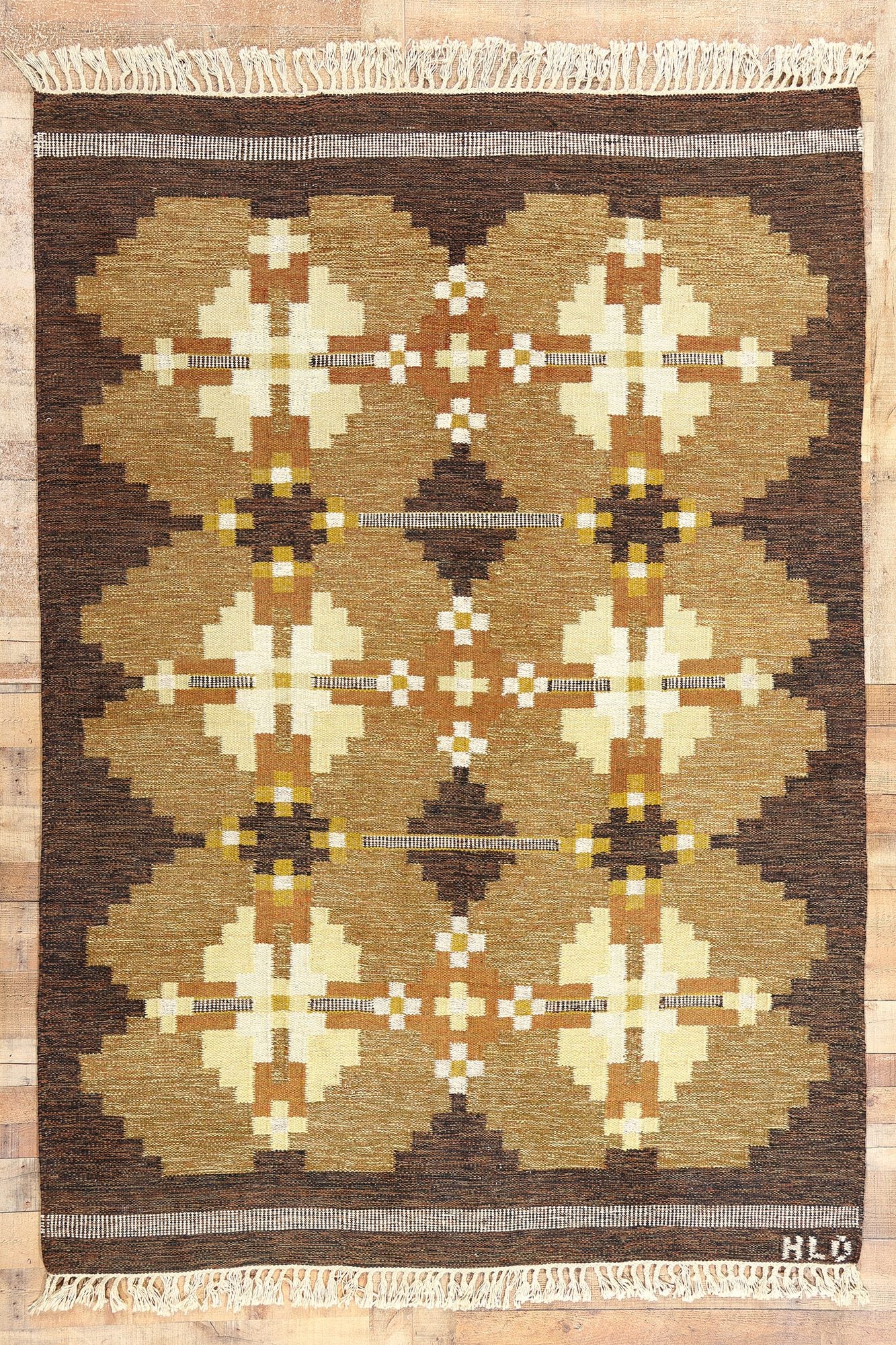 6 x 9 Kullaberg HLO Vintage Swedish Rollakan Rug 78834
